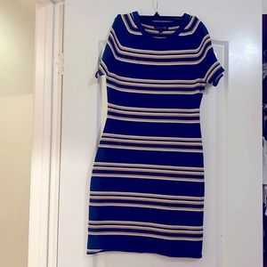 W118 By Walter Baker Teal Stripe Knit Bodycon Dress Size s